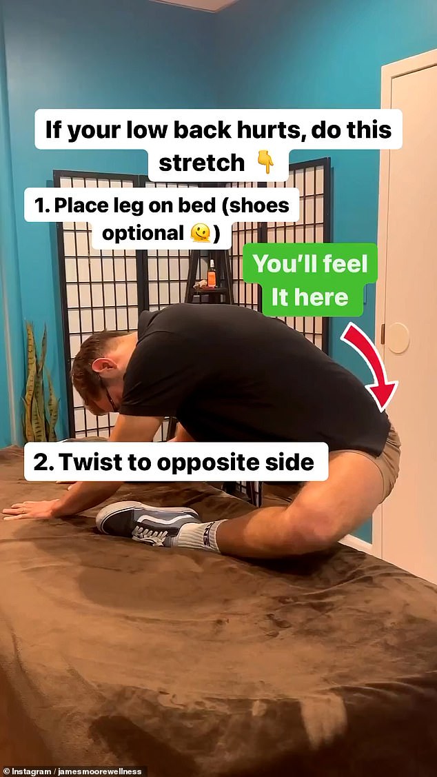 James Moore, from Kentucky, US, demonstrated the stretch to his three million Instagram followers on a massage bed